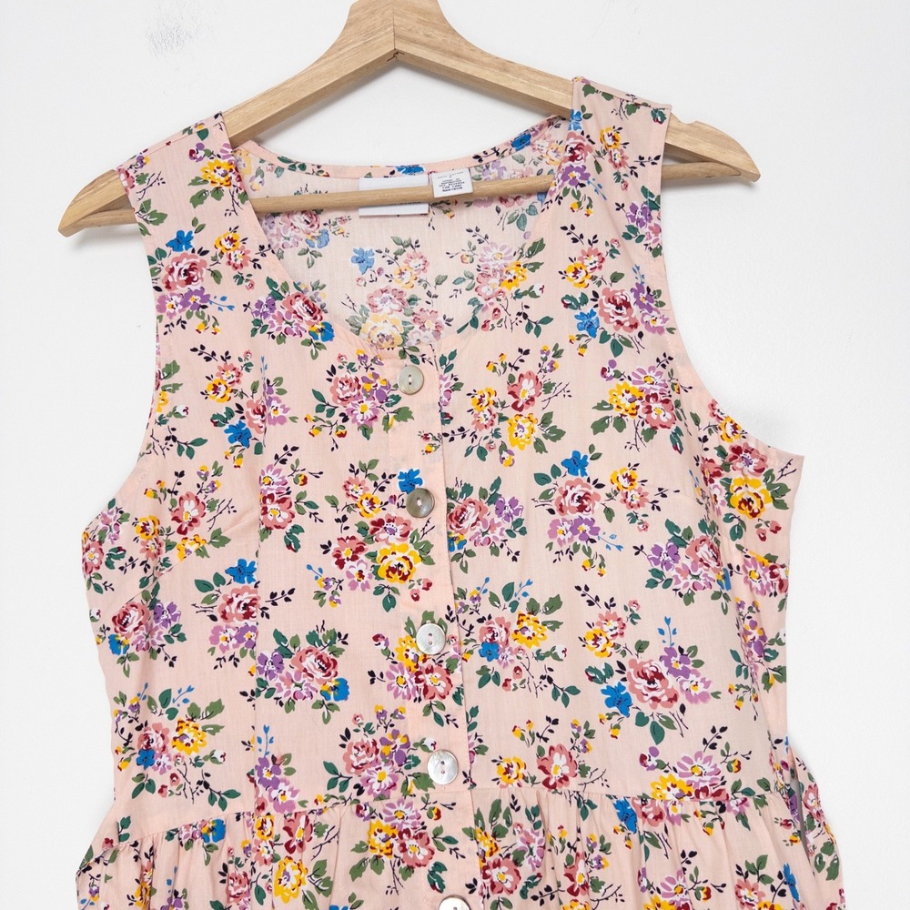 Vermont Country Store Pink Floral Cotton Button Front Midi Dress Pockets S - Picture 4 of 10